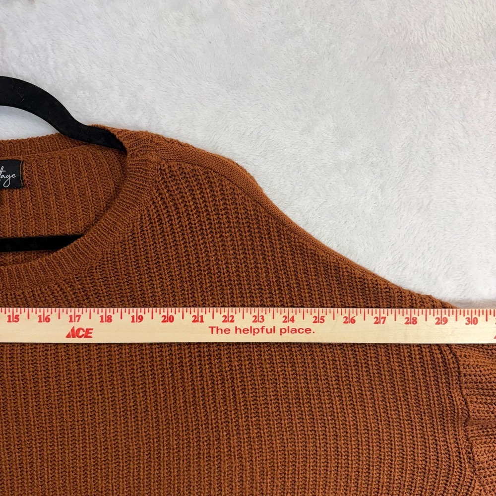 Urban Heritage L Cropped Knit Sweater Rust Brown Balloon Sleeve Cozy Oversized - Picture 7 of 12